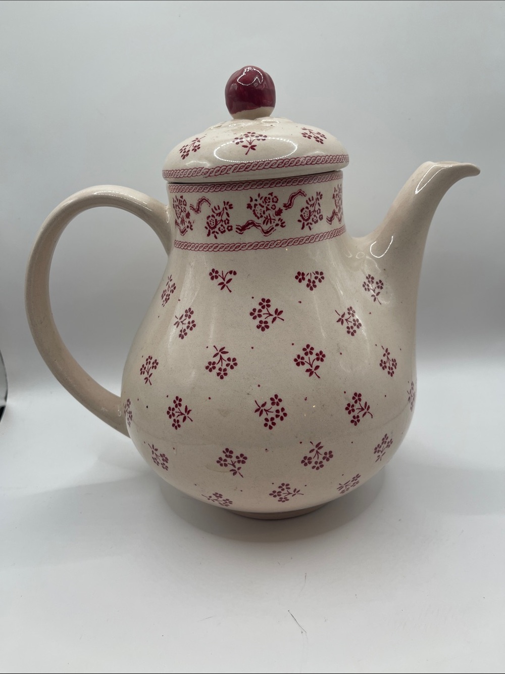 Laura Ashley Vintage Johnson Brothers Made in England Teapot with Red Floral